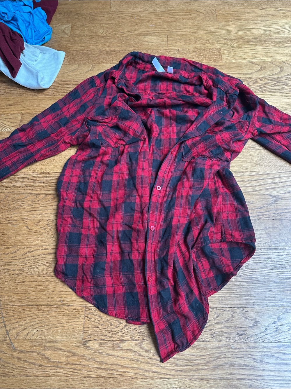 bp Red and Black Plaid Button-Up Shirt